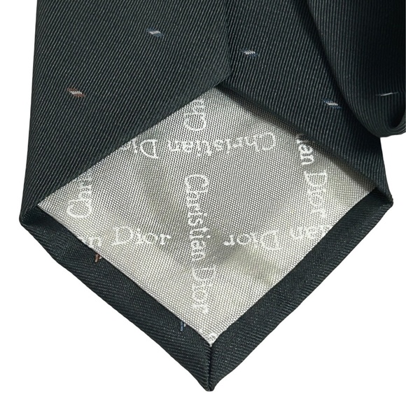 Christian Dior Vintage Luxury Necktie Tie Silk Blend Stylized Dot Pattern NOS - Picture 7 of 13